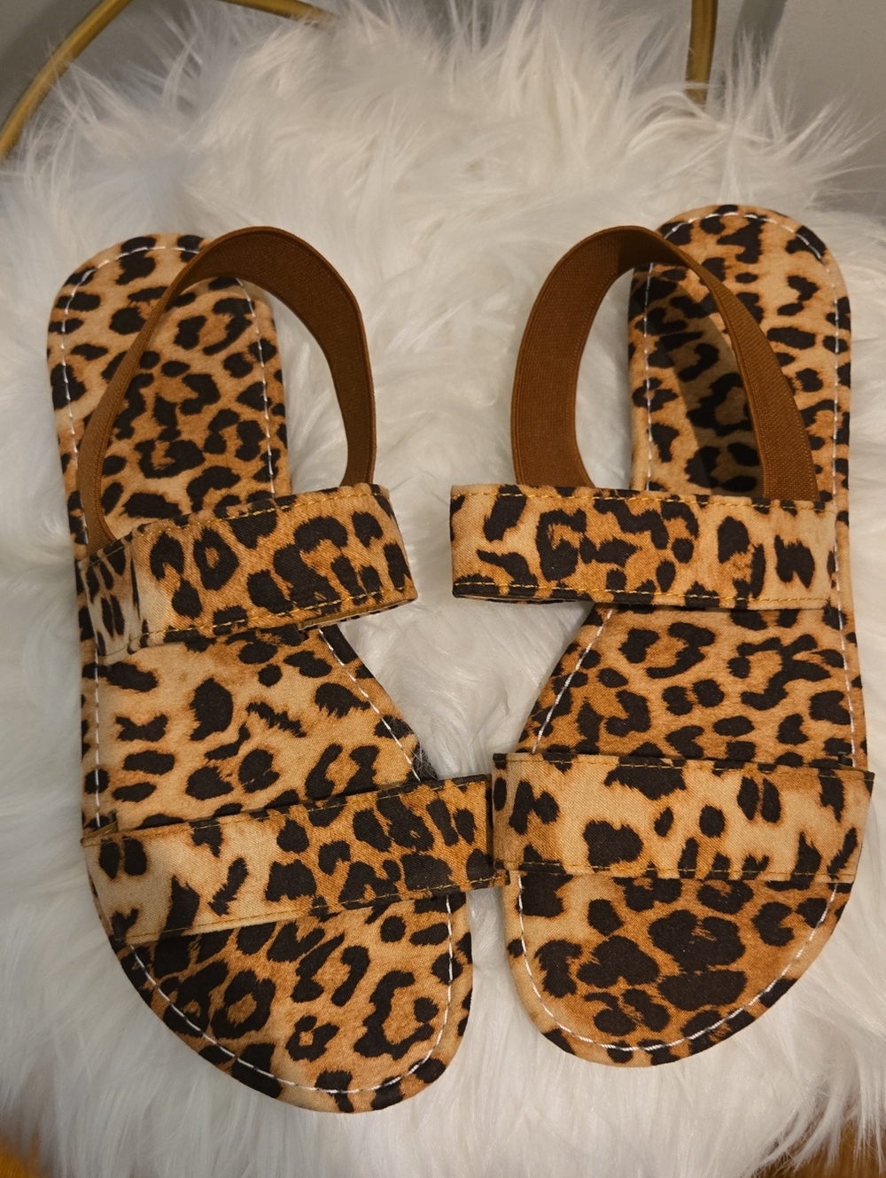 Women's Leopard Print Sandals - Brown